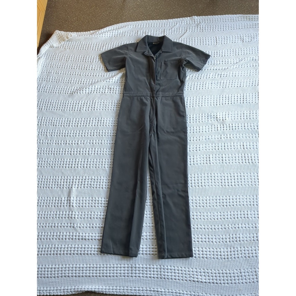 Nooworks Velvet Jumpsuit Short Sleeve Front Zip Sz Small Gray Straight Leg